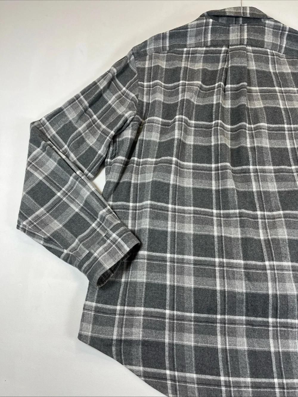 Polo Ralph Lauren Flannel Shirt Gray Plaid Elbow Patch Button Up Soft Men’s XL